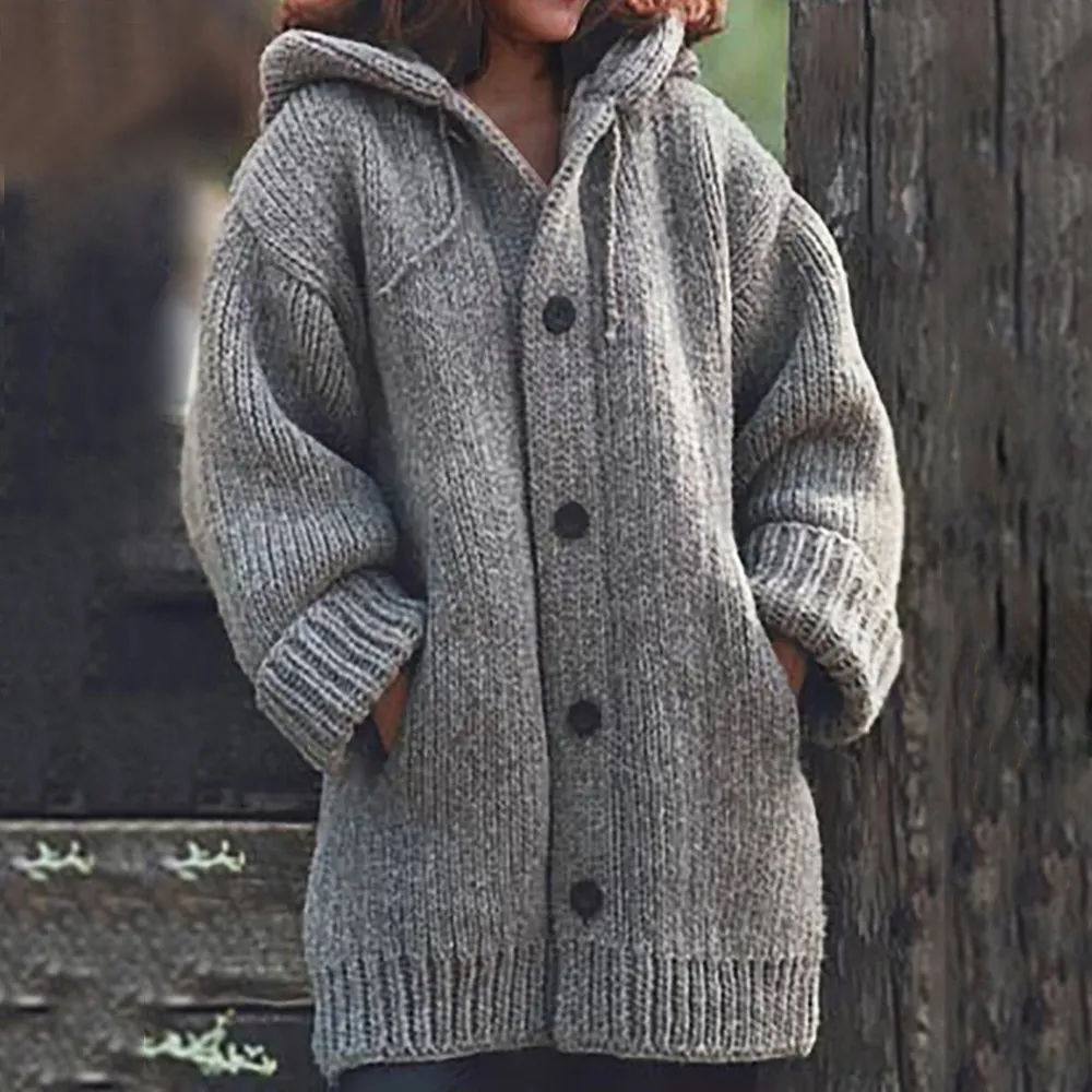 Cardigans Womens Sweater Coat Sweater Coats Warm Squates Coats فضفاضة صوف معطف خريف شتاء نساء طويل من الأسرار ذات الحجم الكبير