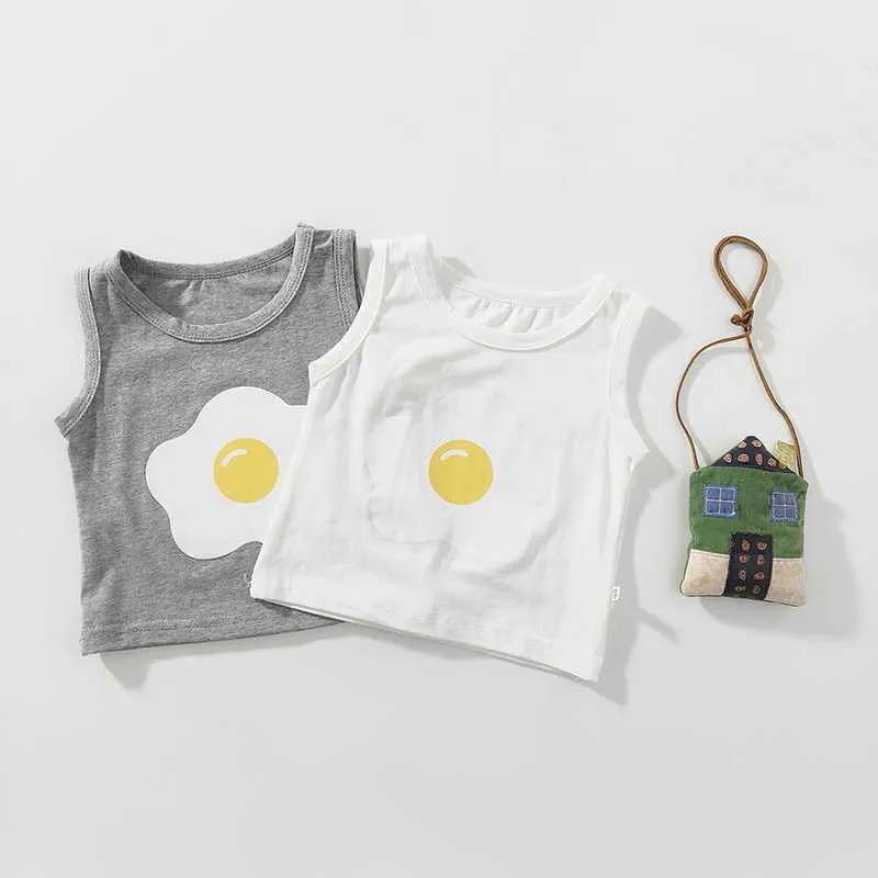 Sommar Baby Boys Girl 2-PCs Sets Cartoon Egg Vest + Elastisk Midja Polka Dot Shorts Sport Style Born Kläder E6002 210610