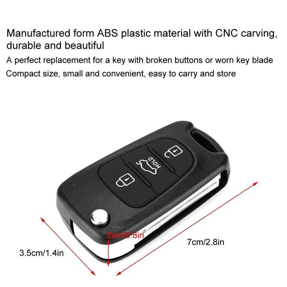 Capa substituível para chave remota com 3 botões, capa protetora para hyundai 2006-2013 kia rondo sportage kia soul kia rio303f