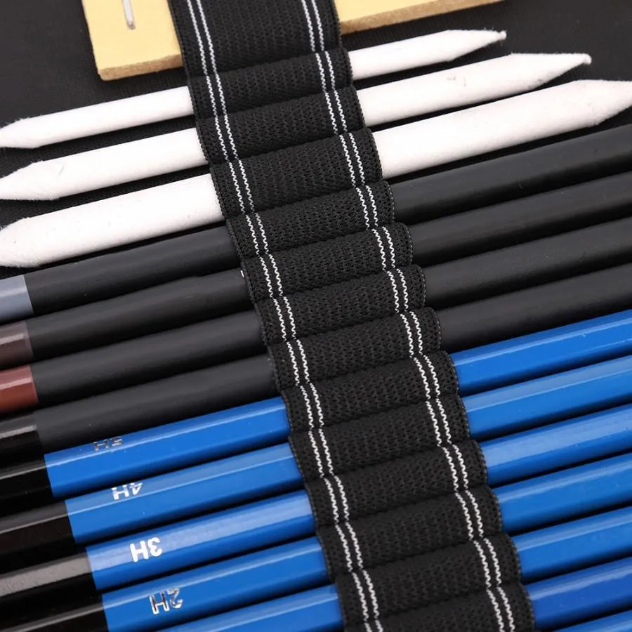 72 pièces croquis dessin crayon de couleur Art crayon de charbon de bois gomme ensemble avec sac de transport crayons de couleur pour enfants ensemble de crayons d'art Y209869048