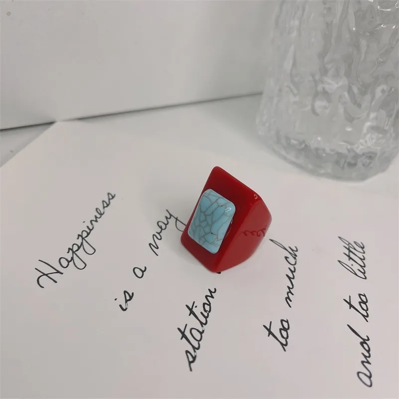 10 pièces coloré géométrique résine acrylique bleu Howlite pierre anneaux pour femmes filles 2021 bijoux cadeaux