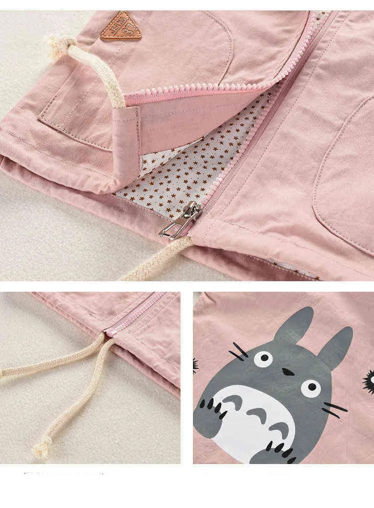 Baby Girls Coats Cartoon Totoro Hoodies Jacket For Autumn Kids Sweatshirt Lovely Windbreaker Children Outerwear 211204