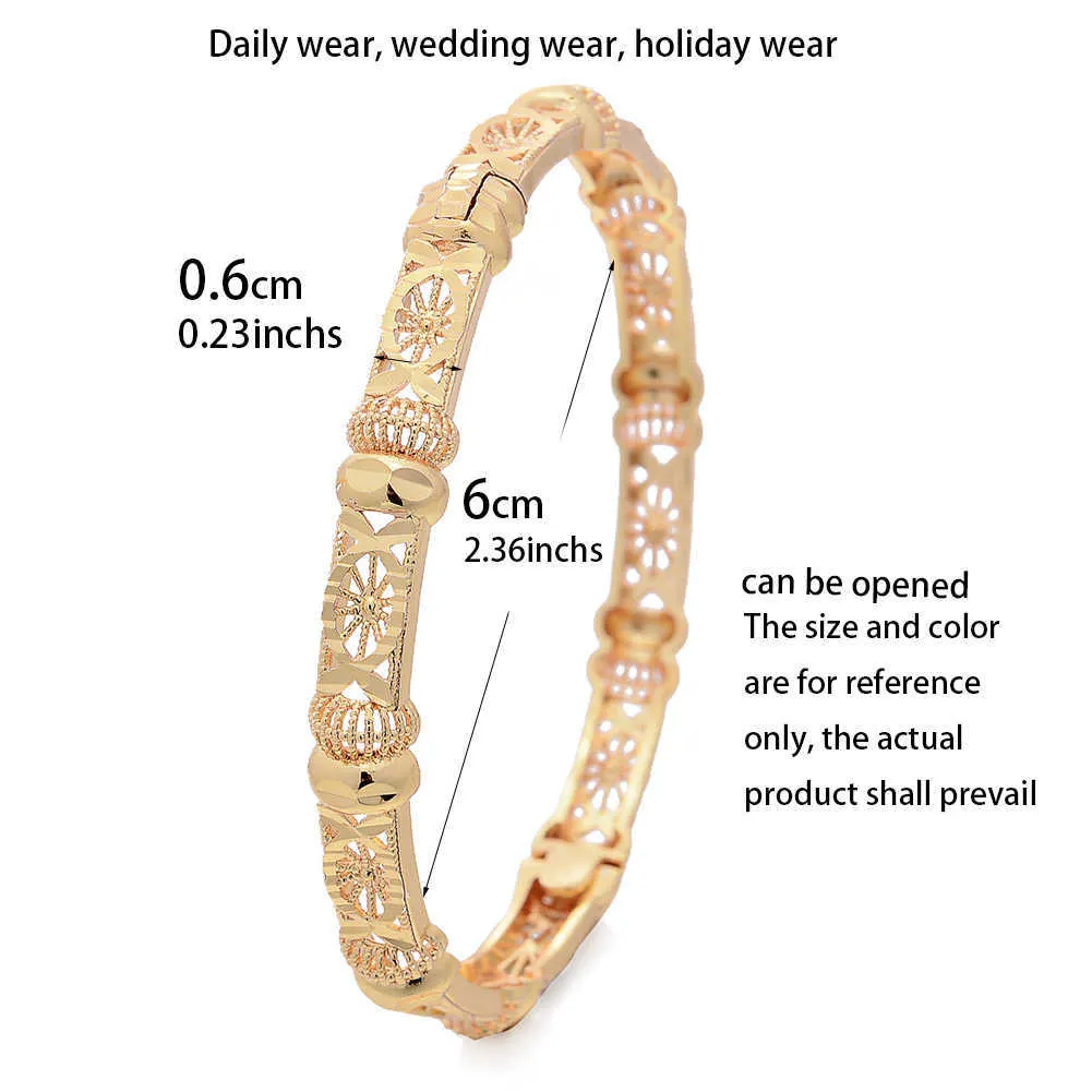 / afrikansk 24k guldfärg bröllop bangles armband för kvinnor arabiska Ramadan armband smycken Q0720