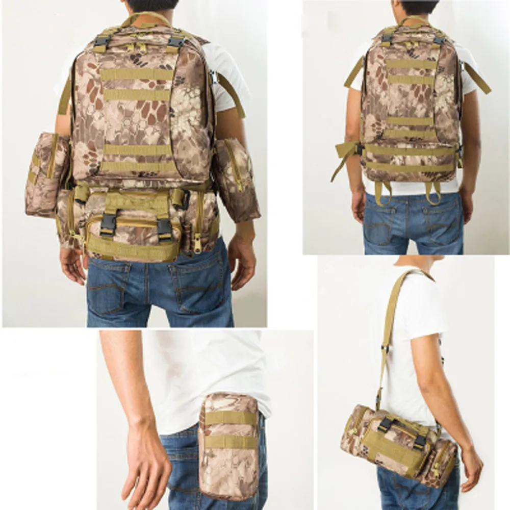Tactical Backpack 50L,Men's,4 in 1Molle Sport Bag,Outdoor Climbing Hiking Army Camping Bags