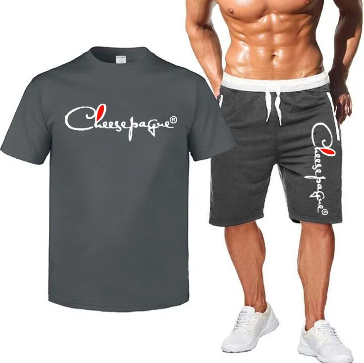 Mode hommes ensembles 2022 été survêtement à manches courtes blanc noir t-shirts + Sport Shorts costume homme décontracté hommes vêtements hommes Joggers ensemble