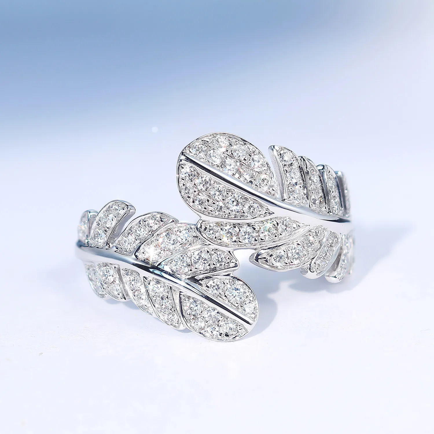Sterling Silver 925 Ring Fine Diamond Jewelry Feather Silver 925 Jewelry Bizuteria Anillos De Wedding Diamond Ring