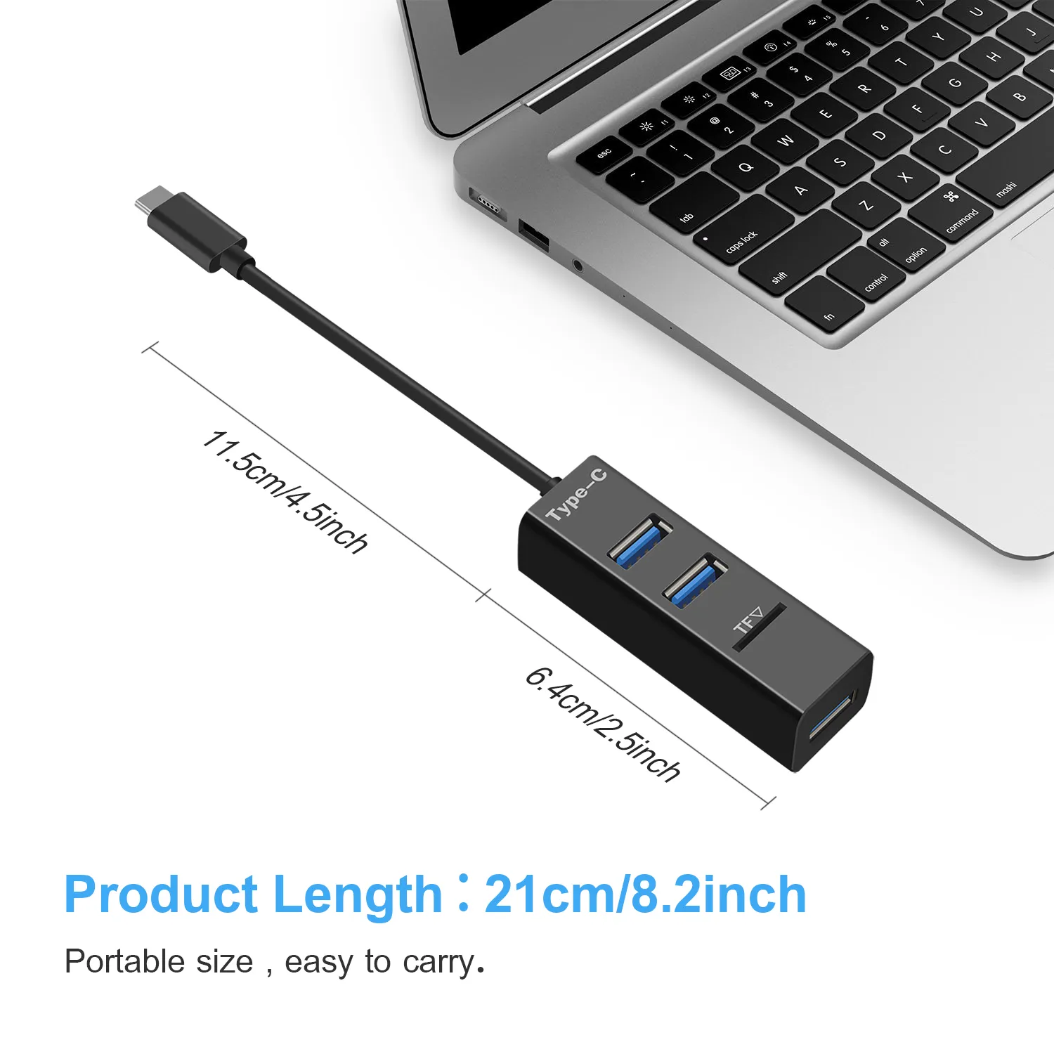 3 منافذ USB C Hub Type C Flitter with TF Card Reader USB-C Adapter لـ MacBook Pro Air Surface 6 Huawei MateBook