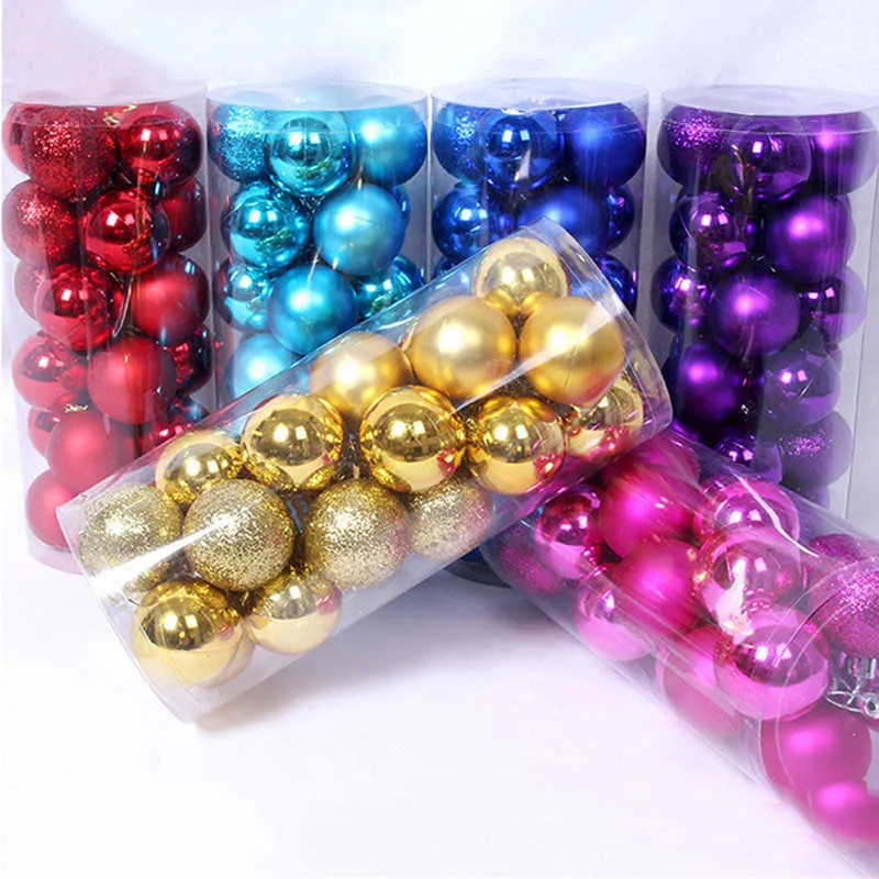 4/6/8cm Christmas Balls Xmas Tree Decoration for Home Holiday Party Hanging Ball Ornament Navidad Year Gifts 2022 211021
