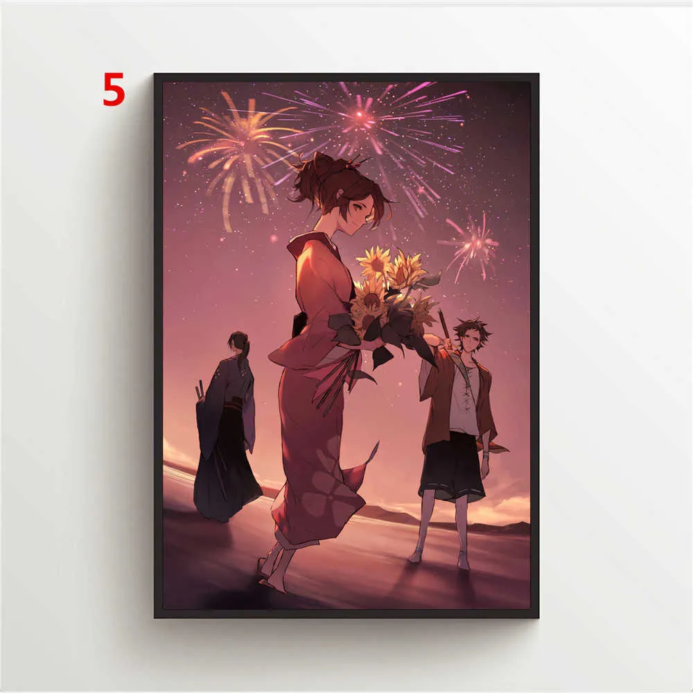 Anime Posterler Samurai Champloo Mugen Jin Kasumi Duvar Posterleri Tuval Boyama Duvar Dekor Çocuk Odası için Duvar Sanatı Resimleri Deco Y0927