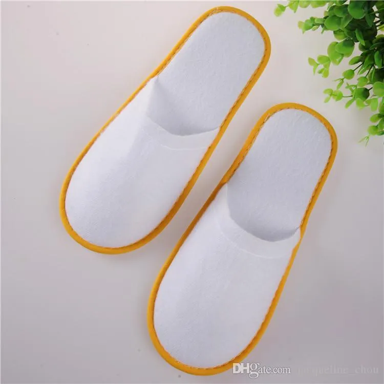 Wholesale Hotel Travel Spa Disposable Slippers Scuffs Home Guest Slippers White With EVA Sole Closed Toe