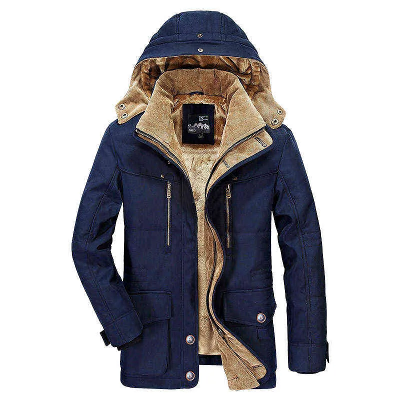 Fleece Lined Winter Coats Men Brand Casual Long Jacket Men's Windbreaker Warm Thick Overcoat Plus Size Parka Coats 211110