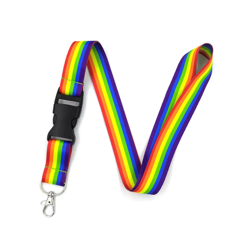 10st Homosexualitet Rainbow Vintage 90s Kvinnor Neck Lanyard Keychain Mobiltelefon Rem ID Badgehållare Keychain Keyring Cosplay
