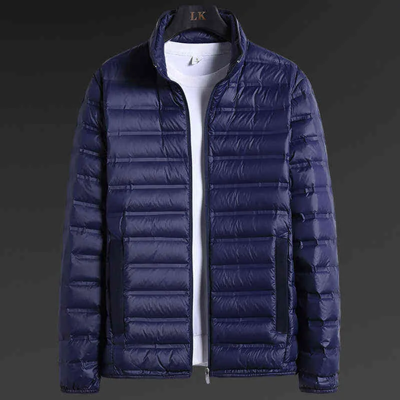 Winter Stand Collar Heren Ultra Licht Down Jacket Big Size 7XL 8XL Padded 90% Witte eendendons Warme Jassen Zipzakken 211206