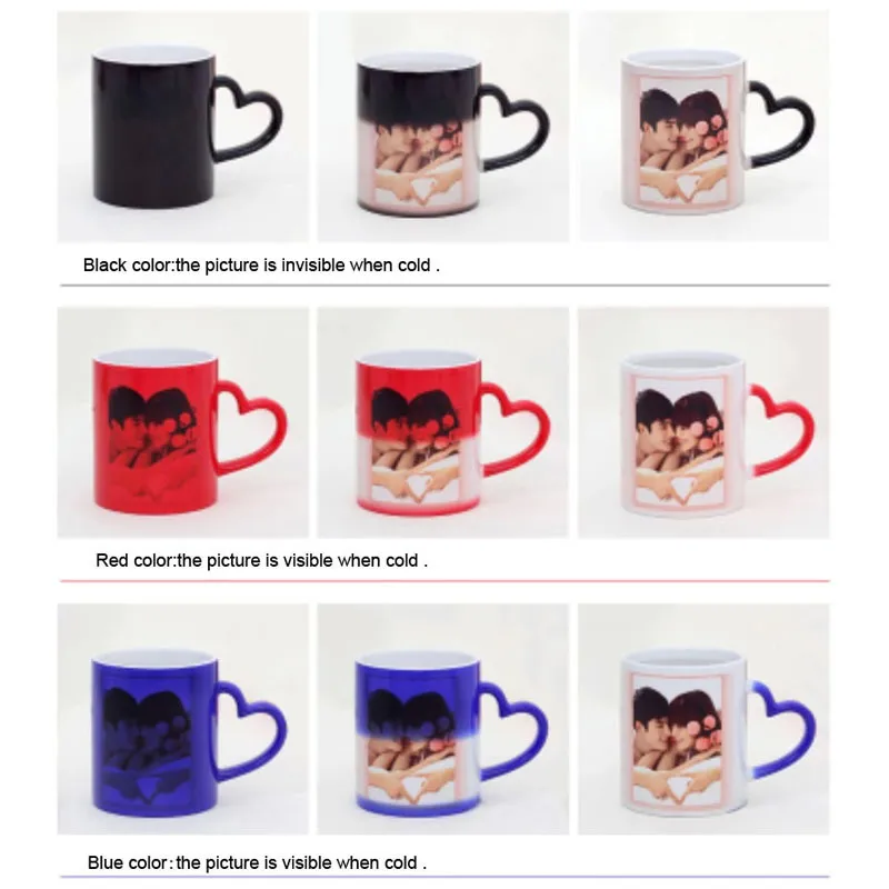 DIY Personalized Magic Mug Heat Sensitive Ceramic Mugs Color Changing Coffee Milk Cup Gift Print Pictures H1228237O