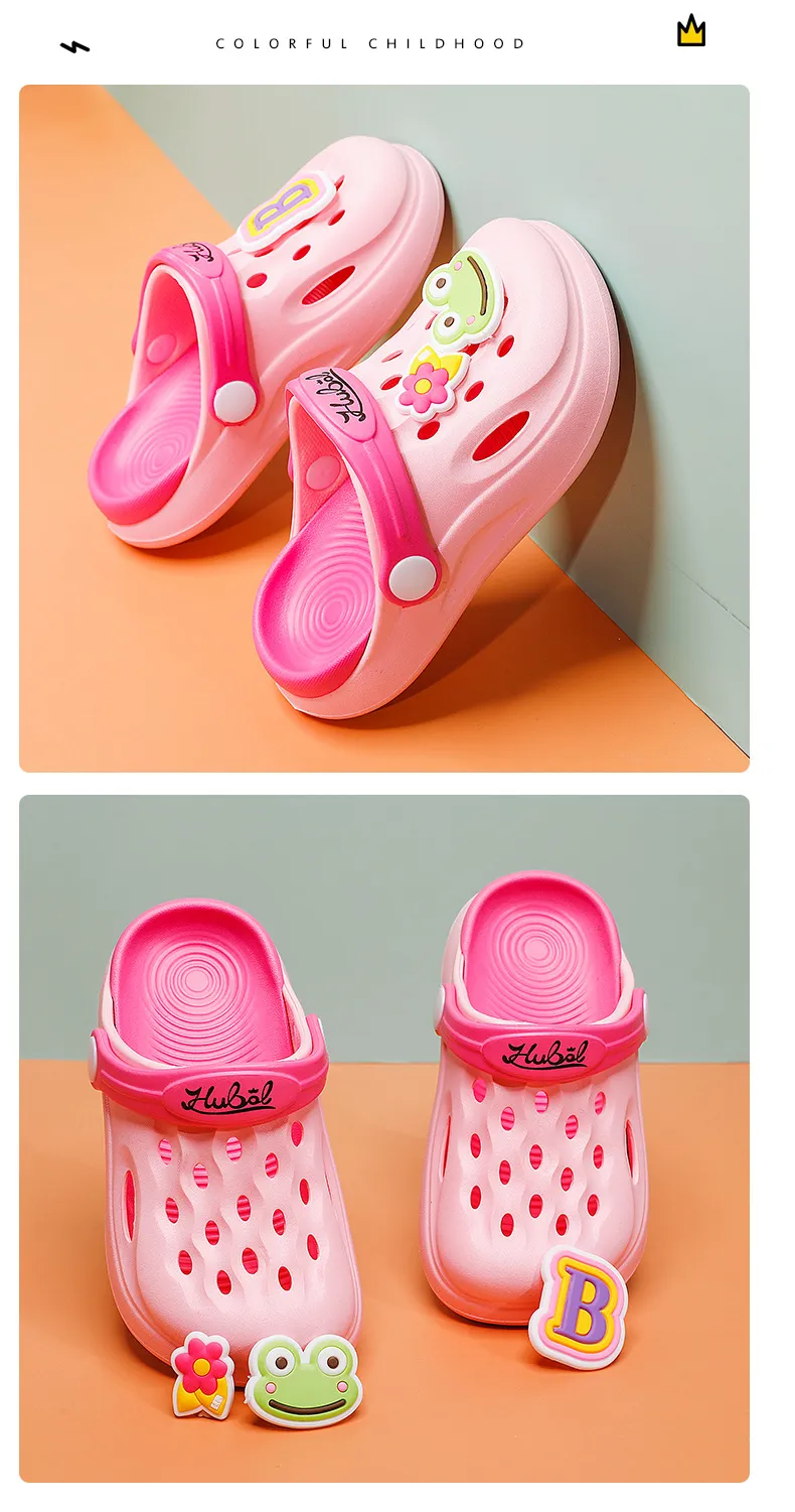 Baby Slipper Women's Soft Bottom Non-Slip Boys' and Girls' Hole Closed-Toe Slippers Beach Shoes