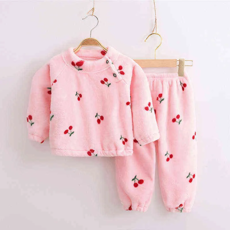 Coral Fleece Pigiama bambini Homewear Ragazzi Ragazze Inverno Pigiama bambini Set Flanella calda Baby Sleepwear Girl Boy 211130