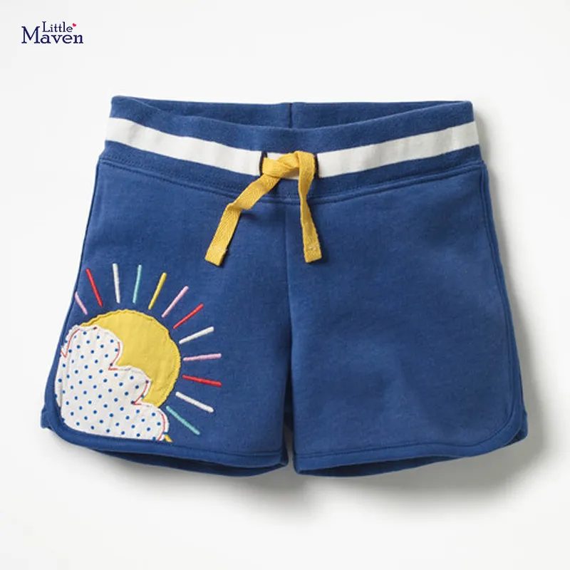 Little Maven 1-6 jaar Zomer Katoenen shorts For Kids Baby Girls Korte broek regenboog borduurwerk peuter meisjes kinderen kinderen shorts 210303