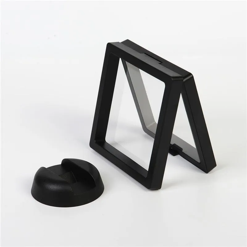 9*9*2cm Black 3D Floating Picture Frame Shadow Box Jewelry Display Stand Ring Pendant Holder Protect Jewellery Stone Presentation Case Customer print