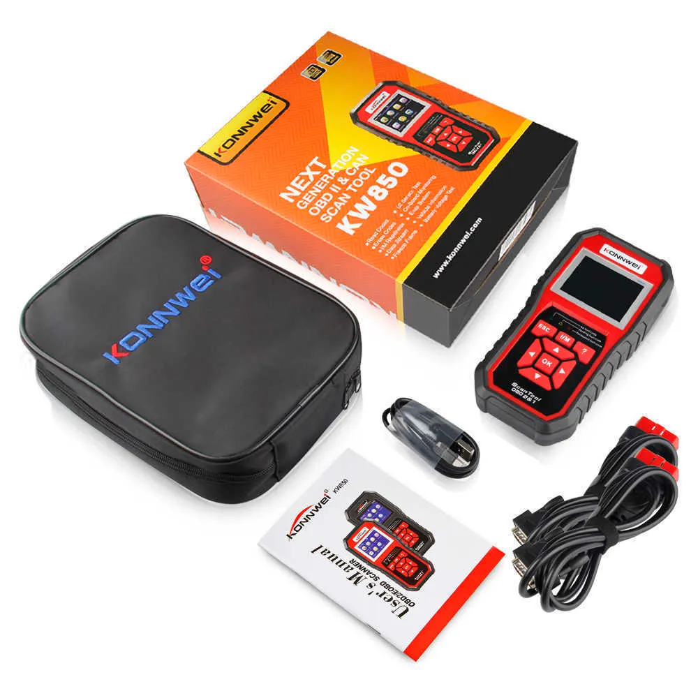 ODB2 Scanner AUTO OBD2 Диагностический сканер Konnwei Диагностические инструменты KW850 Полная функция Автомагнитофон Автомобильный Сканер автомобиля Универсальный OBD Код Читателя двигателя