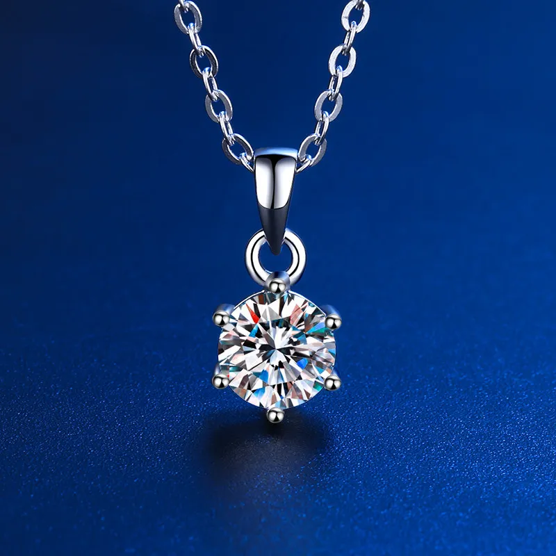 Moissanit Halskette 1CT 2CT 3CT VVS Lab Diamant Anhänger Halsketten für Frauen Männer Geschenk Sterling Silber Hochzeit Schmuck zertifiziert