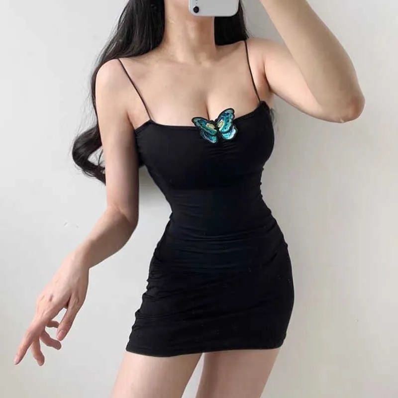 Night Sexy Club Dress Backless Black Off The Shoulder Mini Women Corset Bodycon Spaghetti Strap es för 210604