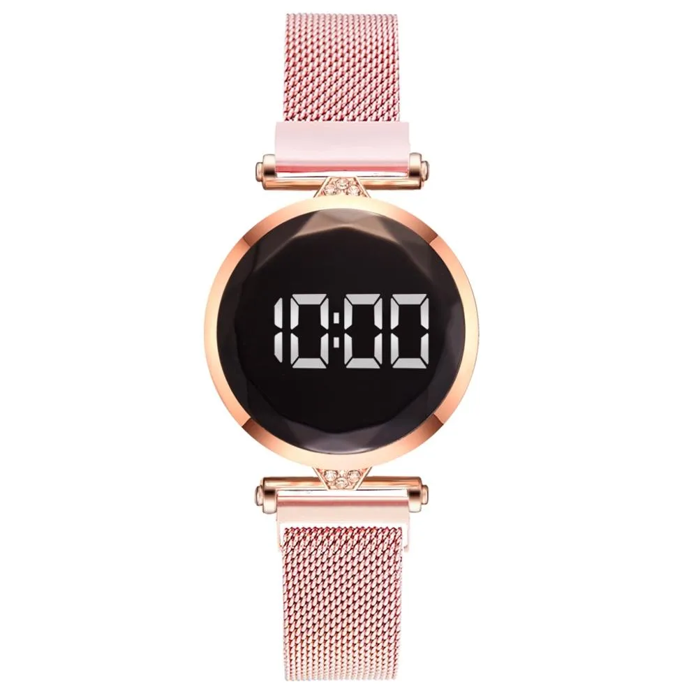 Luxe LED Vrouwen Magnetische Armband Horloges Rose Goud Digitale Jurk Horloge Quartz Horloge Dames Klok relogio feminino273J