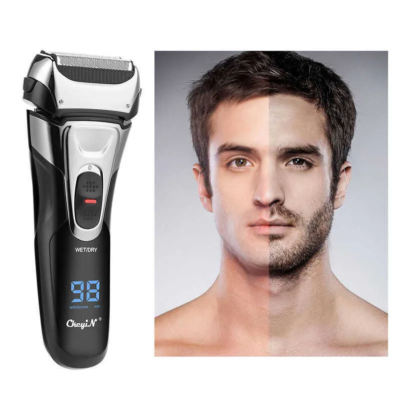 CKeyin LCD display homens barba trimmer folha lâmina de barbear máquina de barbear molhado lâmina seca barbear cabelo corte do nariz nariz p0817