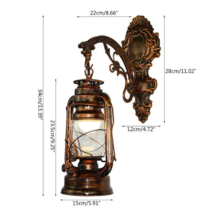 Vintage LED Wall Lamp Barn Lantern Retro Kerosene Wall Light European Antique Style237L