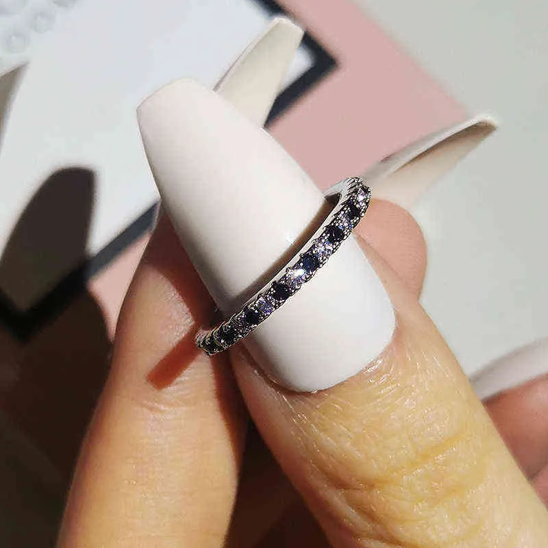 Arrivée 925 Sterling Silver 4 Pièces Empilées Pile De Mariage Bague De Fiançailles Ensembles Pour Femmes Mode Bande R5683 211217