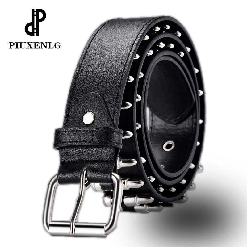 Hollow Bullet Decoration Belt Fashion Ladies Leather Luxury Studded Gift ManS Goth Rock Wild Adjustable WomenS Punk Black Belt 2108518479