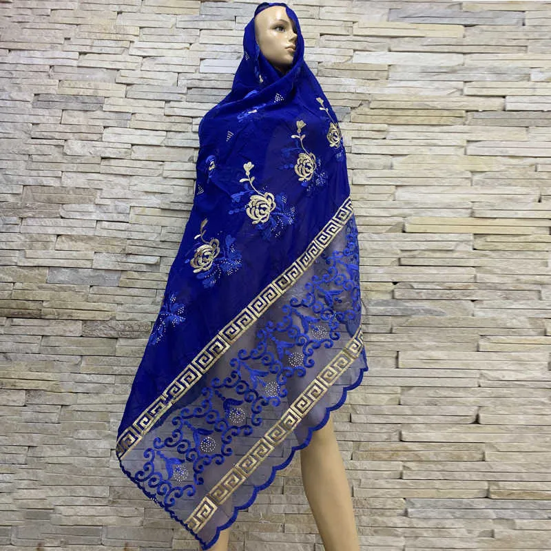 Sciarpe da donna africane Set musulmano Foulard Net Turbante Scialle Morbido indiano femminile Hijab Wrap invernale BF-180 Q0828