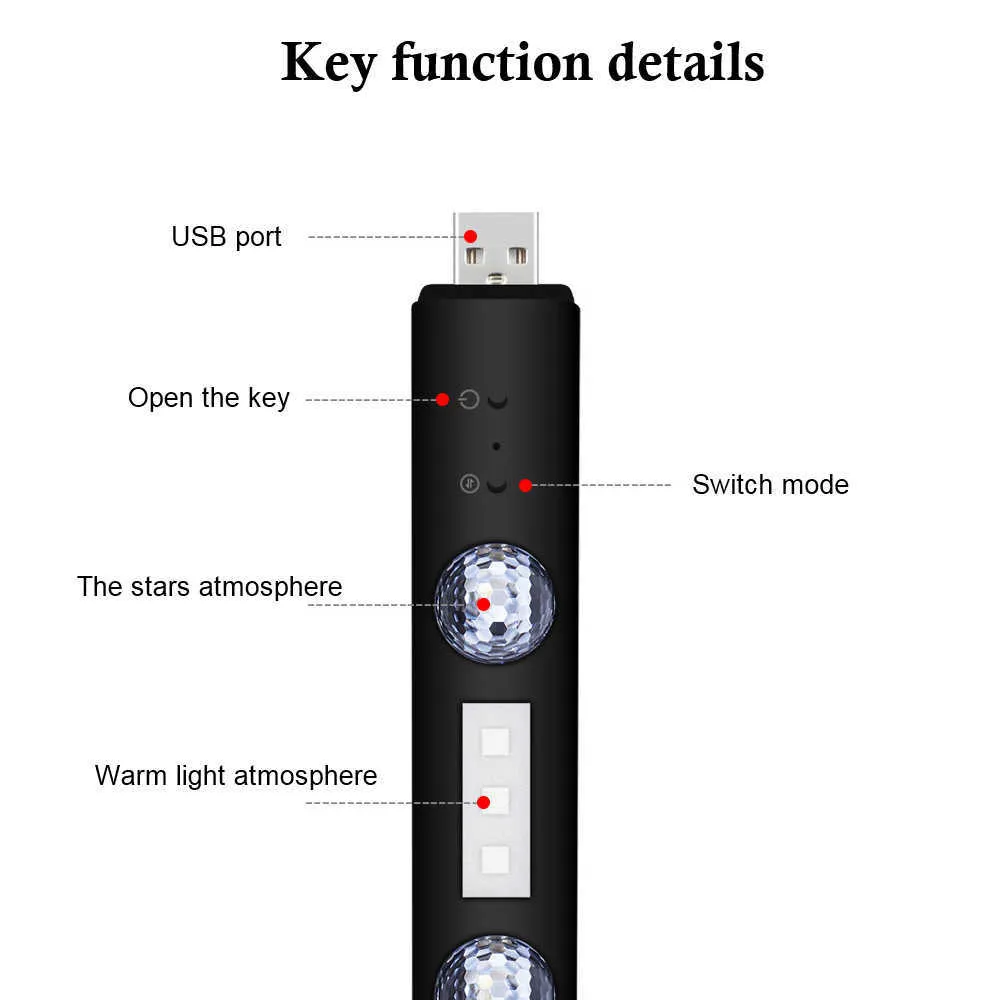 Luci decorative portatili multicolori auto ricaricabili tramite USB lampada ambientale automatica