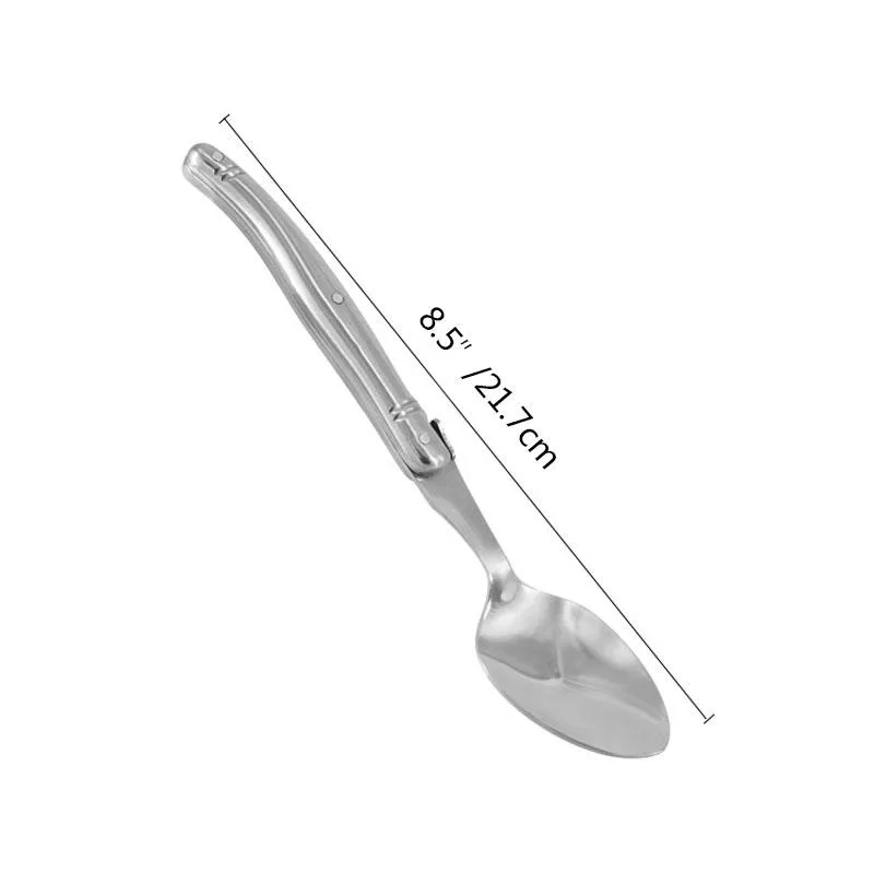 숟가락 8 5 ''Laguiole Dinner Spoon 스테인리스 스틸 스푼 은색 가로가 중공 장거리 손잡이 공개 대형 수프 쌀 cutle1990