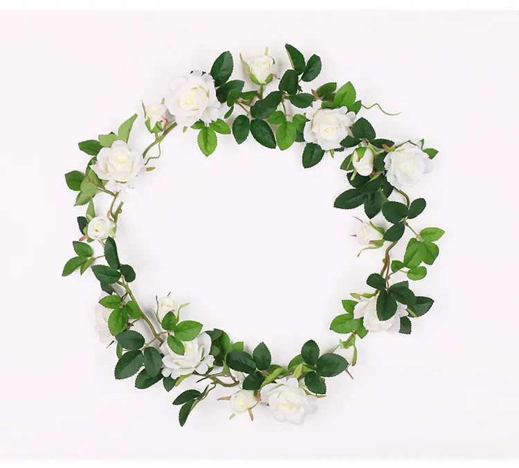 116cm Longa Silk Rose Vine com folhas verdes para decoração de casamento em casa folha falsa DIY pendurado Garland flores artificiais