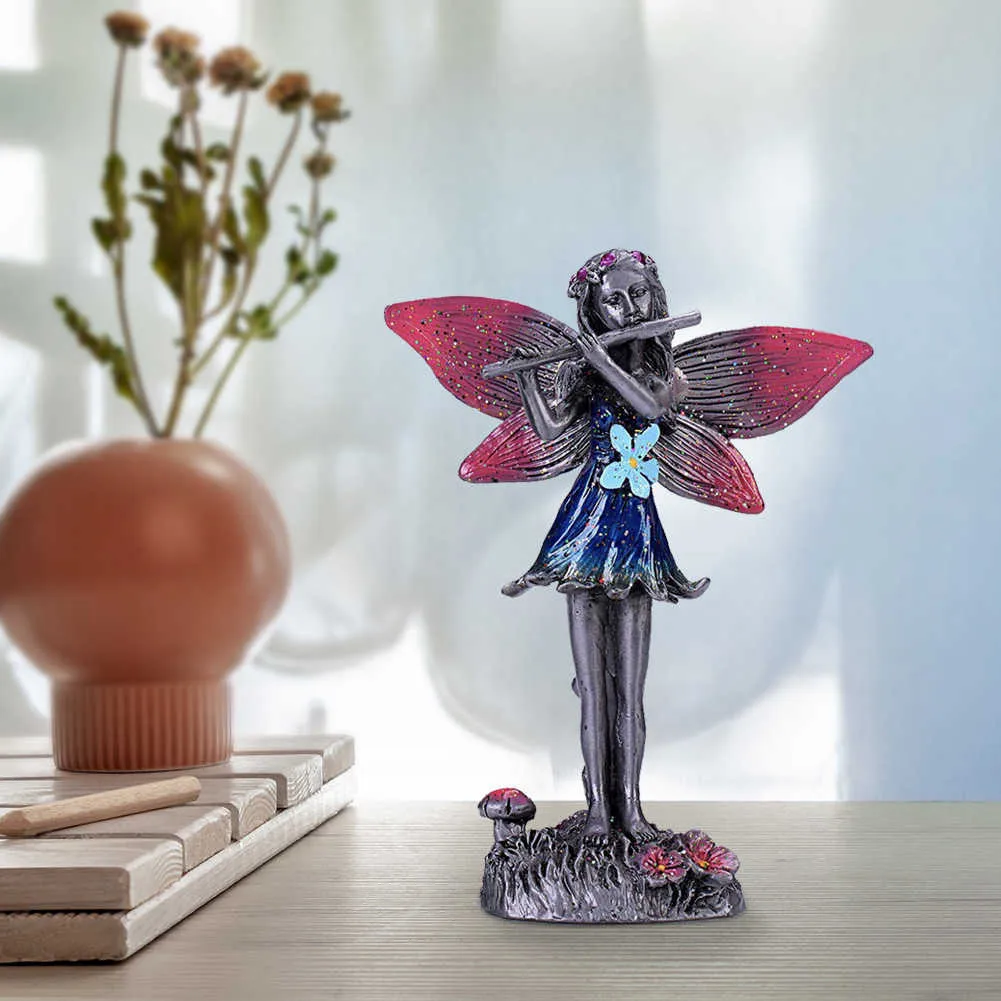 Sculpture de fée de fleur en métal, statues d'art en alliage de galvanoplastie, Figurine de salon, ornement de jardin, décoration de maison