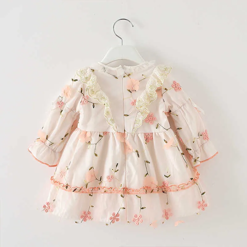 Koreaanse peuter meisjes bloemen jurken baby lange mouwen prinses jurk baby herfst juffer kinderen 1e verjaardag outfit 210615