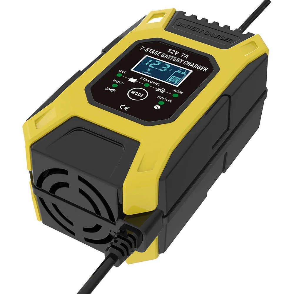 NIEUWE 12V 7A 7-Stage Acculader, Lood Gel SOB AGM Auto Motorfietsoplader, Pulsladingshouder Desulfator