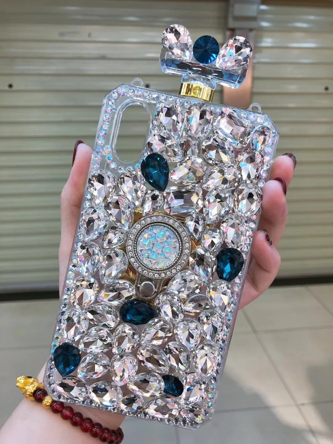 Держатели кольцевого кольца Diamond Crystal Gem Stands Sadcage Case Cover для iPhone 11 12 PROMAX X XS MAX XR 5S 6 7 7PLUS 8 8PLUS6652088