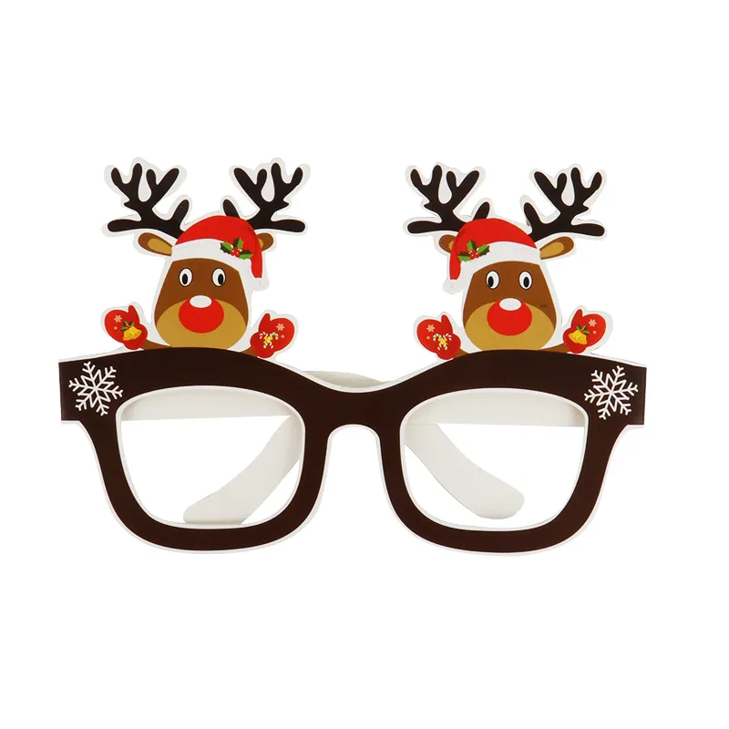 9 stks Kerstman Kerstmis Tree Elk -bril Frame Merry Christmas Po Prop Decorations Jaar Navidad Kids Gift Y201020