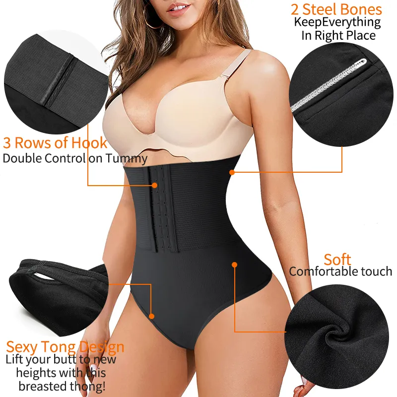 Женская талия Cincher Bedled Tummy Control Thong трусики тонкий высокий талии корпус нижнее белье