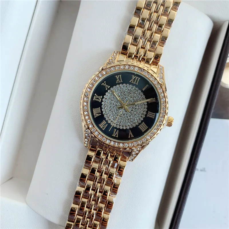 Brand Watches Women Girl Beautiful Crystal Diamond Style Metal Steel Band Quartz Wrist Watch X198