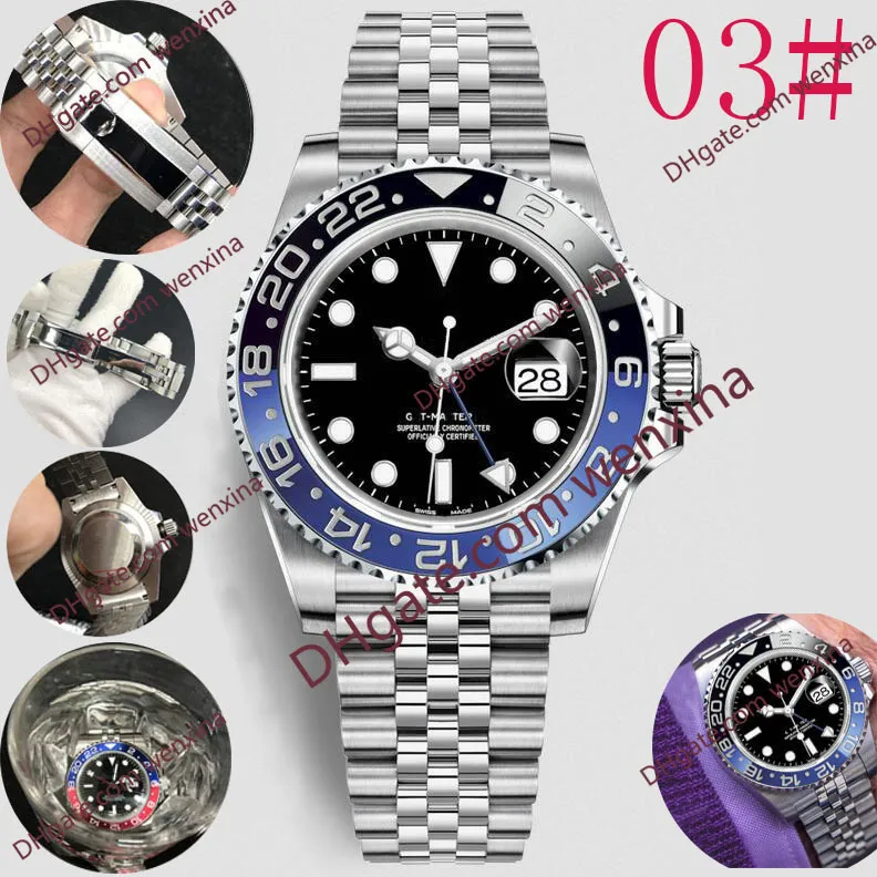 20 Watch Watch Watch 40 mm Batman Małe wskaźniki regulowane osobno 2813 Automatyczne zegarek ze stali nierdzewnej Montre de Luxe Waterproof Men314a