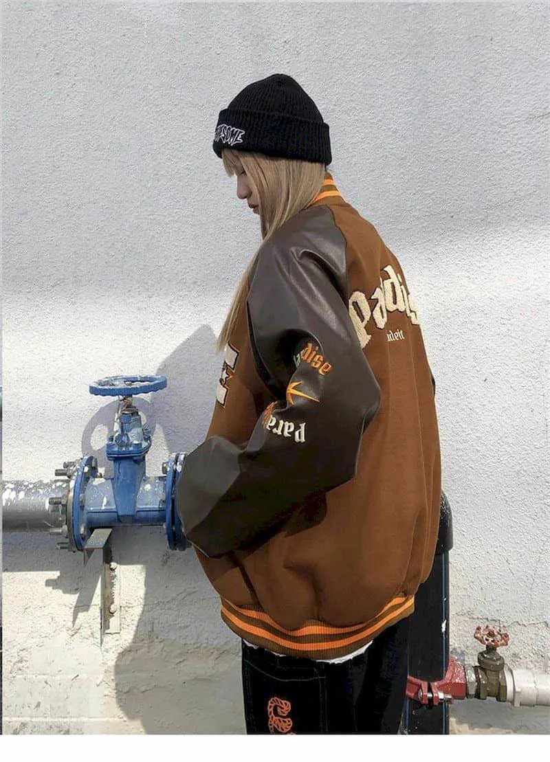 SS Bomber Woman Jacket Hip Hop Furry Bone Patchwork Color Block Jackets Mens Harajuku Streetwear Men Baseball Coats Unisex 210818