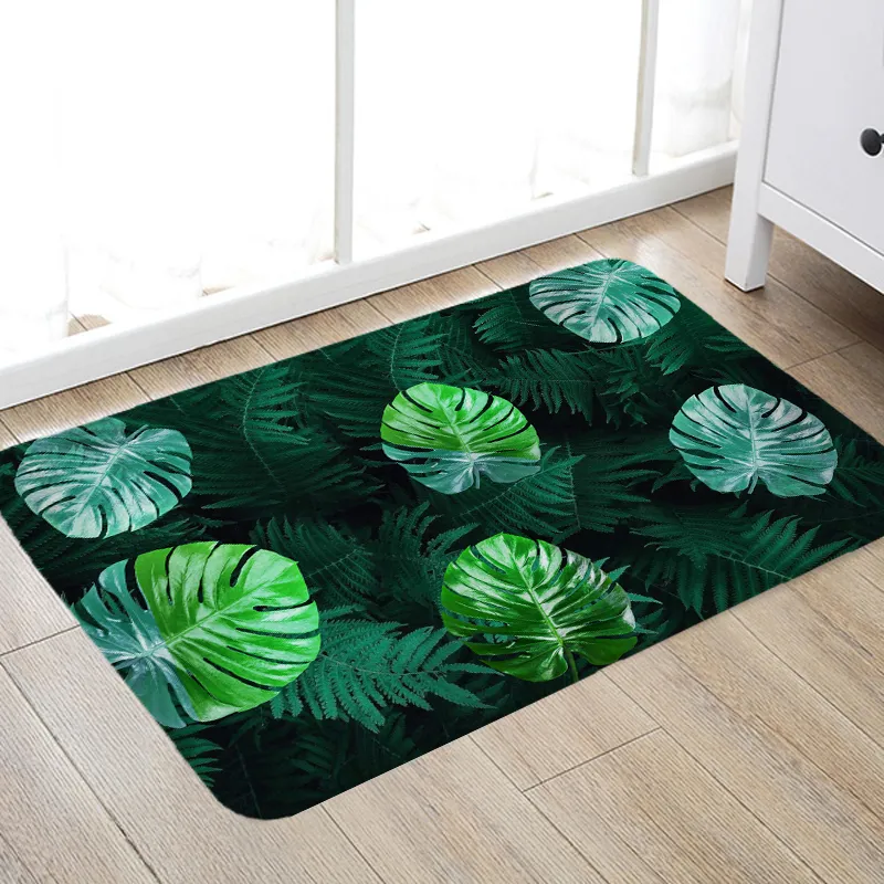 Creative 3D Printing Tropical Leaf Corridoio Tappeti e tappeti camera da letto Soggiorno Tappeto Cucina Bagno Tappetini antiscivolo 210301