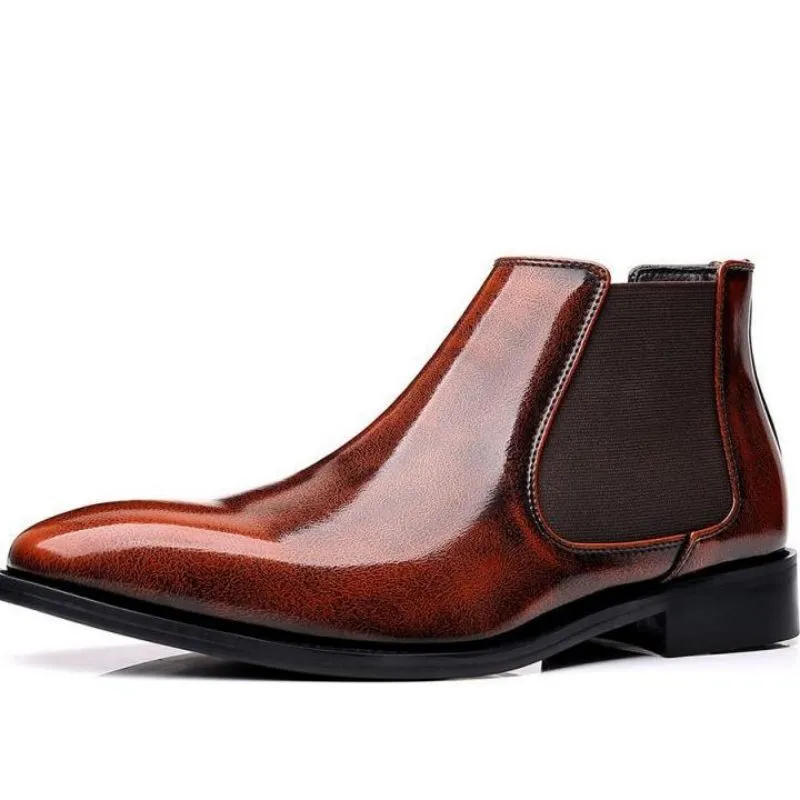 Chelsea bottes hommes chaussures 2021 nouvelle cheville printemps automne sans lacet bout rond en cuir PU décontracté extérieur mode classique confortable Botines DP095