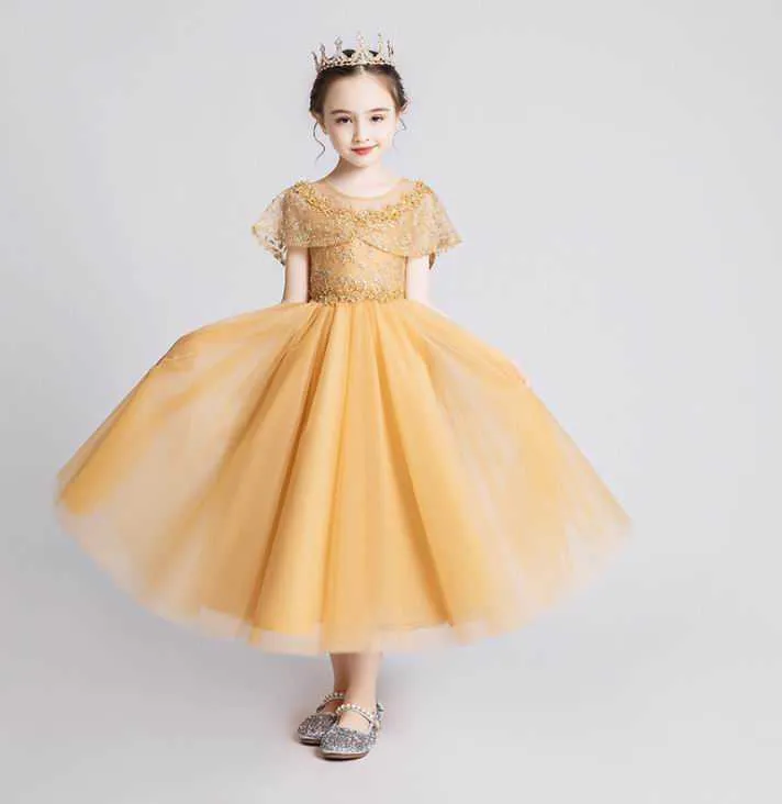 Kwiat Dziewczyna Dress Fluffy Tulle Wysoka Niska Balowa Suknia Dla Wesele Princess Children Odzież 2-12y E20260 210610