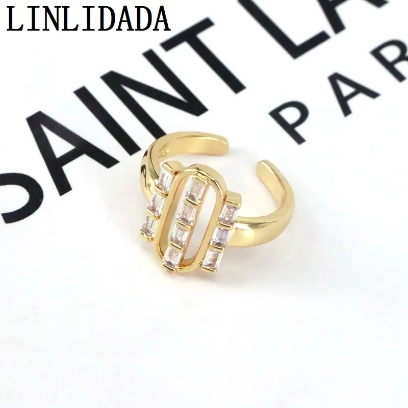 10 Uds. De anillos geométricos de Color dorado de diseño único para mujer, anillo Hipérbole Micro pavé, joyería 2021