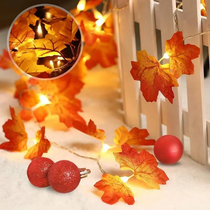 1, 5, 2, 3M, luces LED DIY de otoño con forma Artificial, cadena de luces LED para fiesta, cumpleaños, adornos navideños para el hogar 270B