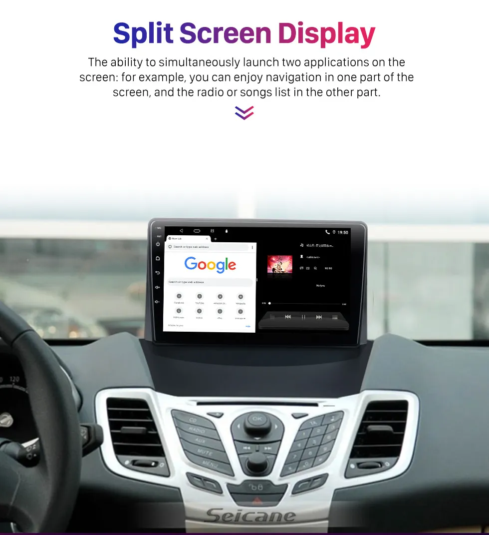 Auto-DVD-Radio-Player für Ford Fiesta 2009–2017, Android 10.0, 2 Din, 9 Zoll, Multimedia-Stereo, Carplay, Navigation, GPS, 4G WIFI