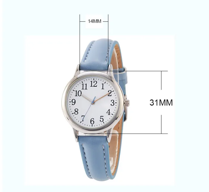 Numeri chiari quadrante cinturino in pelle pregiata orologi da donna al quarzo orologio semplice ed elegante studenti orologio da polso femminile diametro 31 mm318s